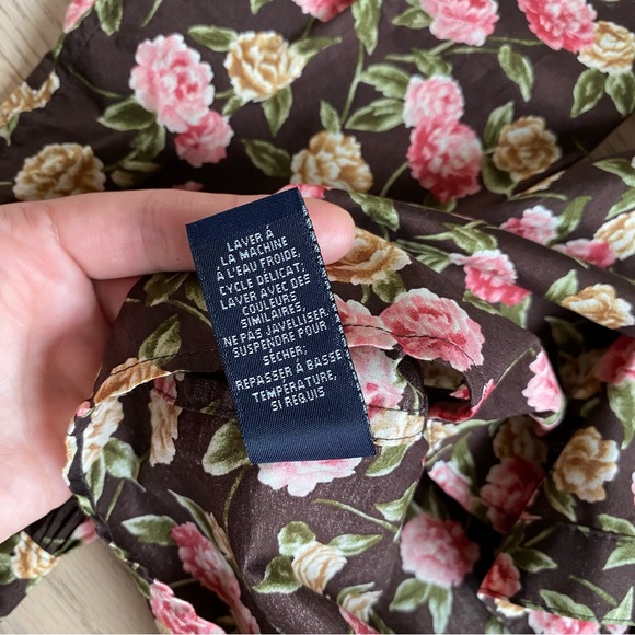 Jones New York Signature Blouse, 100% Cotton, Floral, Brown/Pink, Women's (US M) - Picture 9 of 10